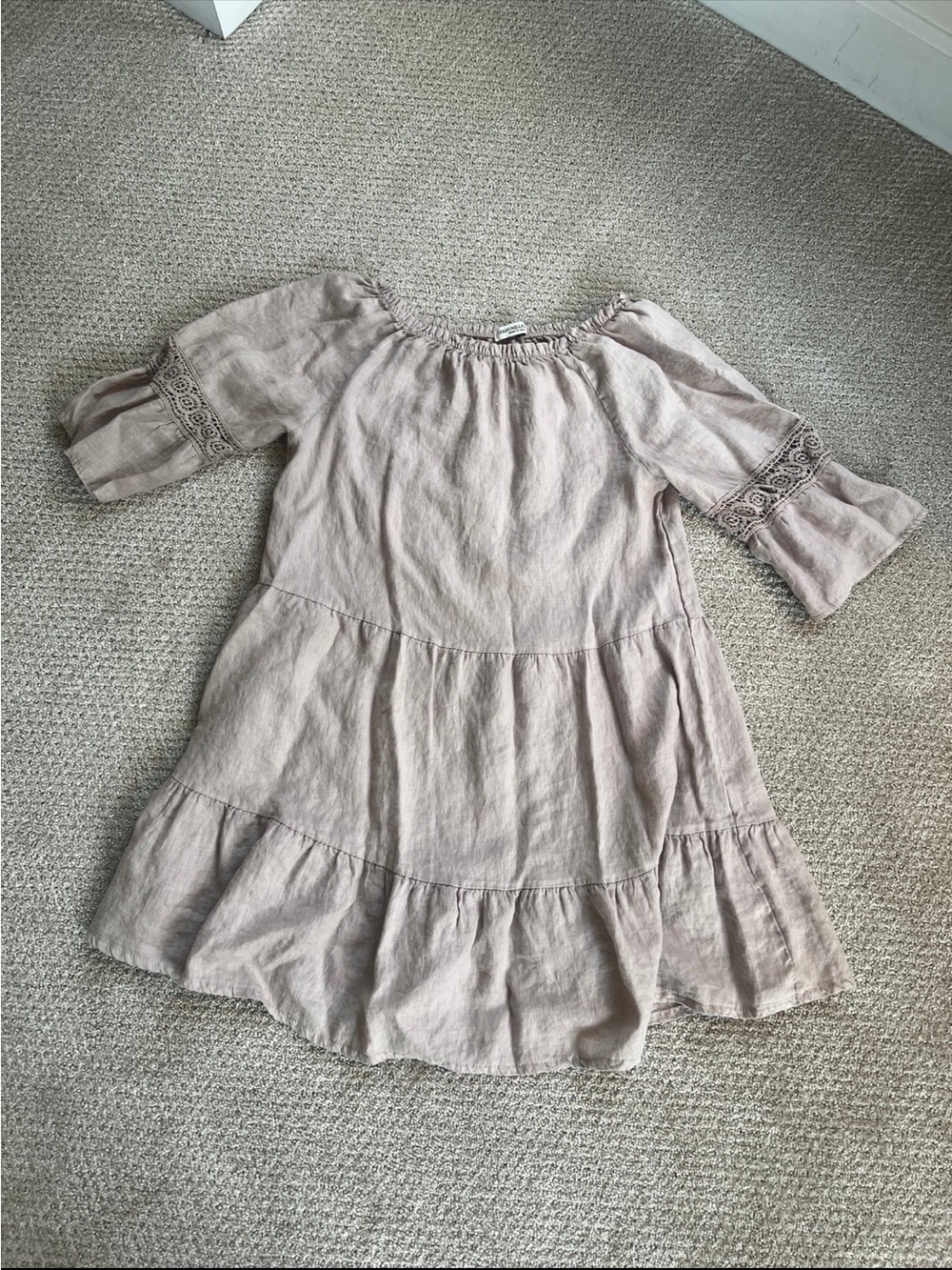 Women’s Asymmetrical Tiered Dress in Light Beige